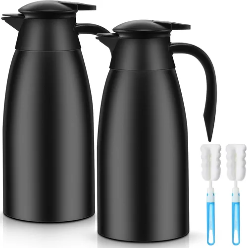 Vista 28 de Norme 2 jarras térmicas de café de acero inoxidable aisladas para líquidos calientes, dispensador térmico de jarra con cepillos para mantener