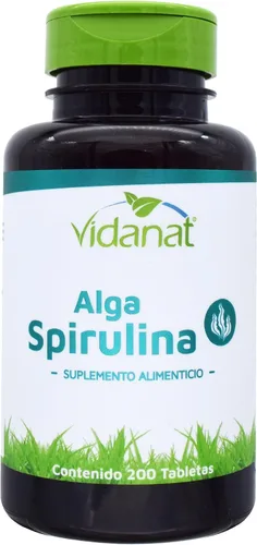 Vista 2 de Vidanat Algas espirulina 200 tabletas – 400 mg por tableta – Superalimento natural para energía, apoyo inmunológico y desintoxicación – 200 tabletas