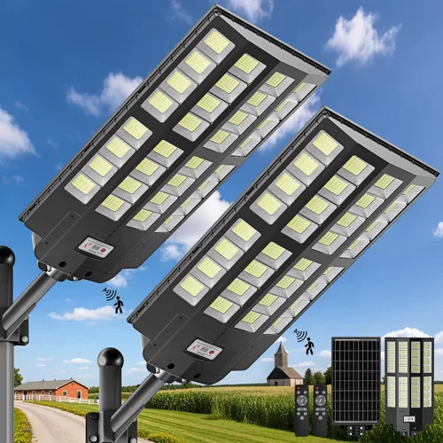 Vista 10 de Luces solares de calle de 8000 W para exteriores, gran angular, luces solares al aire libre del atardecer al amanecer, luz de estacionamiento