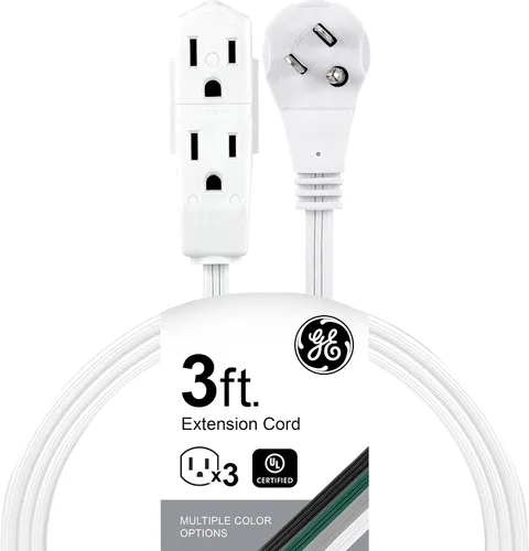 Vista 12 de GE Cable de extensión plano de 3 salidas de 3 pies, cable de extensión a tierra con múltiples tomas, extensor de salida de 3 clavijas, enchufe