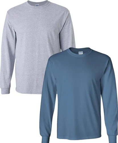 Vista 68 de Gildan Camiseta de manga larga de algodón ultra para adulto, estilo G2400, paquete múltiple Militar + ceniza.