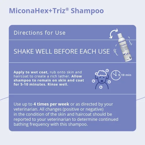 Vista 3 de Champú MiconaHex+Triz para perros, gatos y caballos, 8 oz