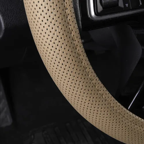 Vista 3 de Nuevo, cuero clásico automotriz volante universal cubiertas Car Pass, Beige
