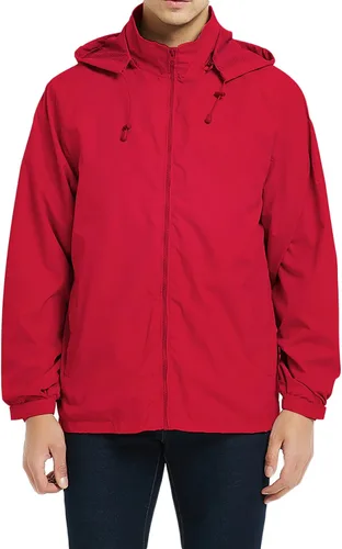 Vista 18 de Chaqueta impermeable cortavientos ligera para hombre con capucha extraíble