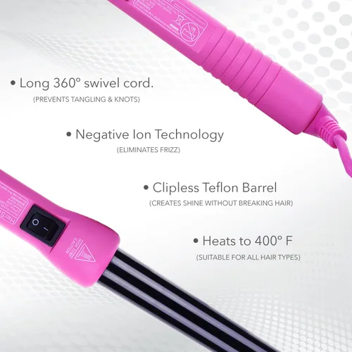 Vista 5 de Herstyler Superstyler - Plancha rizadora grande rosa, juego de varita rizadora y alisadora
