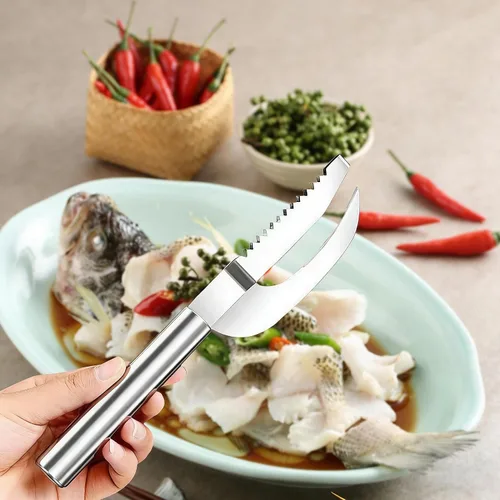 Vista 6 de Fauppt Herramienta de raspado de escamas de pescado, cuchillo multifunción de acero inoxidable para escamas de pescado, kit de limpieza de pescado