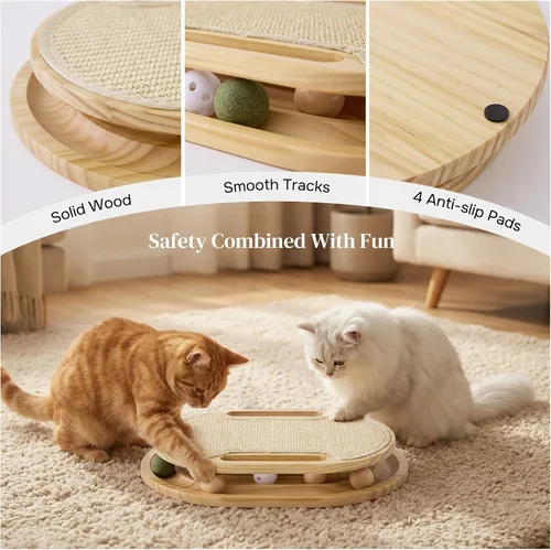 Vista 5 de Cat Scratcher with Ball Track Toy, Sisal Scratch Pad for Indoor Use 2-Natural