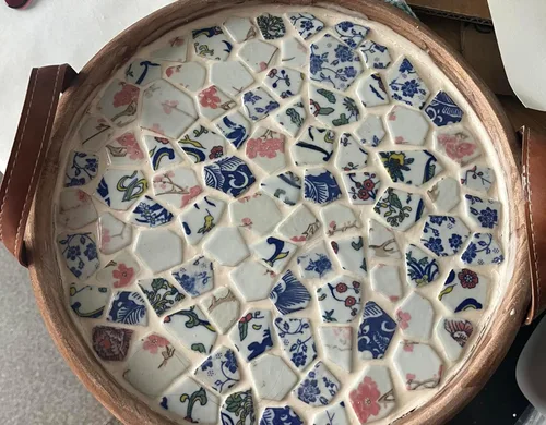 Vista 5 de Azulejos de mosaico de cerámica de porcelana de 1.1 libras, azulejos de mosaico irregulares rotos para suelo de manualidades, cocina, piscina