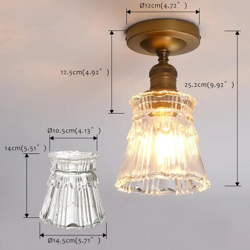 Vista 5 de Pathson Flush Mounted Ceiling Light with Heavy Handmade Crafts Glass, Modern Hardwired Stripes Ceiling Lamp Lighting for Living Room Bedroom