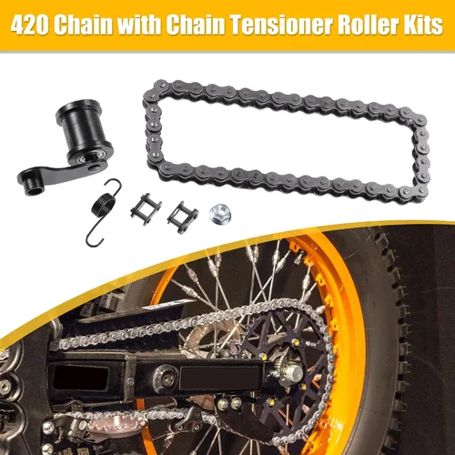 Vista 2 de X AUTOHAUX 1 Unidades Motocicleta Mini Bike Cadena Tensor Rodillo con Resorte 420 Cadena 42L Enlace para Baja Motorsports Mini Bike MB165 MB200