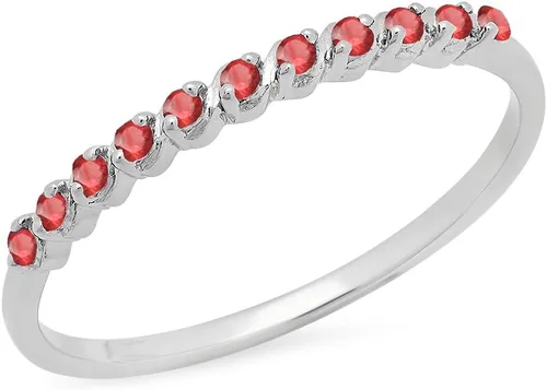 Vista 12 de Dazzlingrock Collection Anillo apilable de plata de ley para mujer, 0.12 quilates (ctw)