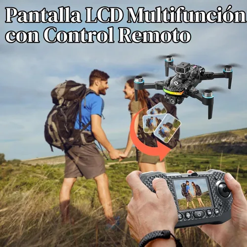 Vista 2 de Control remoto con pantalla Drone con cámara para adultos, 1080P RC Drone con luces intermitentes, FPV inteligente para evitar obstáculos