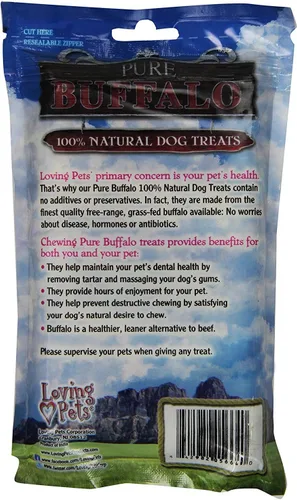 Vista 2 de Loving Pets Pure Buffalo - Golosina prensada para perros de 4 pulgadas, paquete de 5