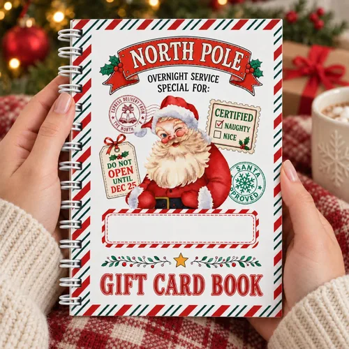 Vista 7 de Libro de tarjetas de Navidad de regalo para adultos, regalo vintage de Papá Papá Noel de Navidad