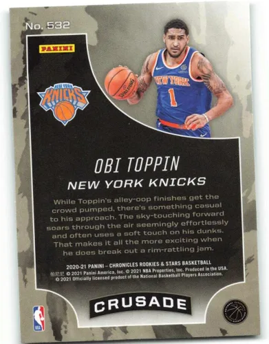 Vista 2 de 2020-21 Panini Chronicles #532 Obi Toppin NM-MT New York Knicks Basketball NBA