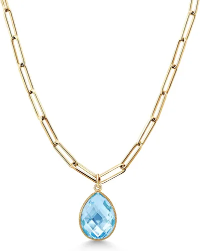 Vista 2 de Gem Stone King Collar con colgante de plata de oro amarillo de 18 quilates con forma de pera de 9.00 quilates con cadena de eslabones de clip de 18