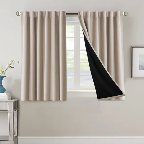 Vista 40 de H.VERSAILTEX Cortinas 100% opacas para dormitorio con forro negro, cortinas de oscurecimiento de habitación completa, con aislamiento térmico