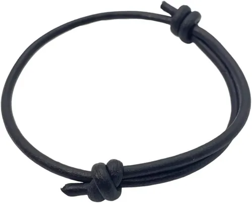 Vista 22 de 3 mm Men Genuine Leather Bracelet - Handmade Adjustable Cuff, Mens Minimalism Leather Wrap Wristband, Simple Accessories, Premium Leather, Women