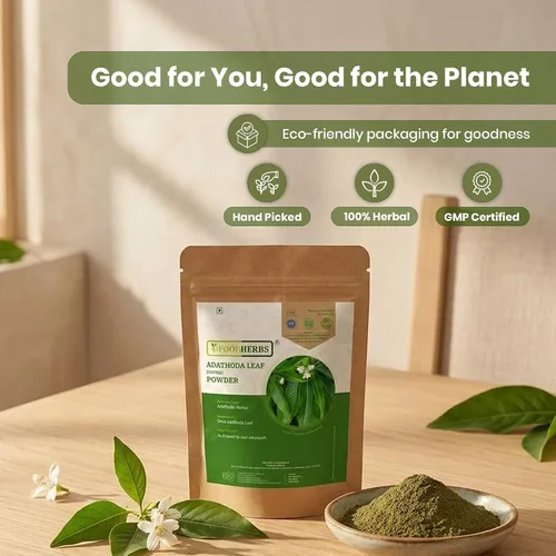 Vista 6 de Foodherbs Adathoda Powder (Adhatoda Vasica/Adulsa), 200g (0.44 lb) Polvo de hojas de hierbas 100% puro Sin aditivos ni conservantes Polvo