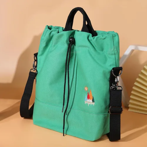 Vista 2 de Bolso bandolero de lona para mujer, estilo informal, con bordado de sol