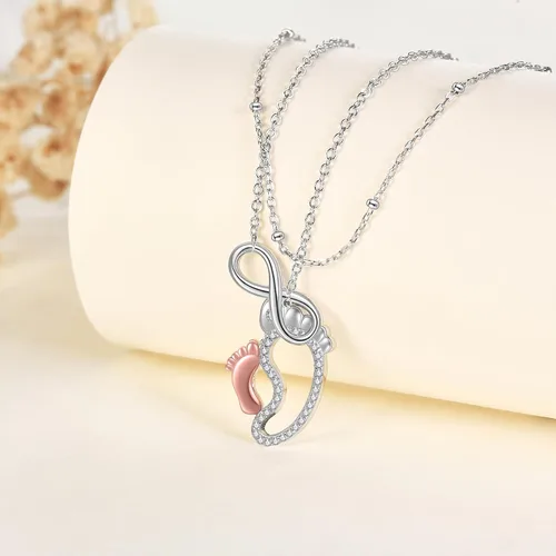 Vista 5 de MONGAS Lariat - Collar en capas de plata de ley 925 en forma de Y, gargantilla en capas, regalos de joyería de Navidad para mujer