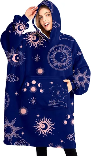 Vista 22 de Wearable Oversized Blanket,Sherpa Blanket Hoodie with Super Pockets,Super Warm Fuzzy Pullover for Women & Men