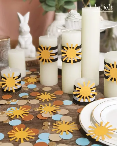 Vista 2 de Sun Confetti Golden Brown Blue 1st Boys Birthday Supplies 150 Pcs Here Comes The Son Decor Baby Shower Boys Glitter Decoración de mesa Primero