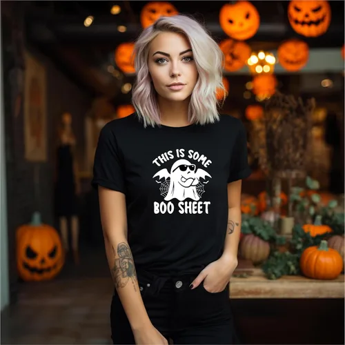 Vista 2 de SEC Apparel This is some Boo Sheet Iron On Patch Decal Transfers Applique Letras para camisetas Ropa de tela Divertido Halloween