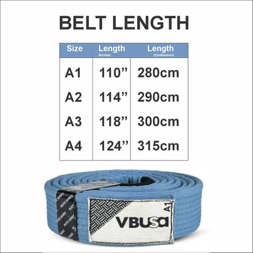 Vista 2 de Cinturón de la serie rústica BJJ, cinturón de judo, cinturones Jiu Jitsu Pro BJJ con barra de manga para clasificar rayas, tamaño A1 - A4 Azul