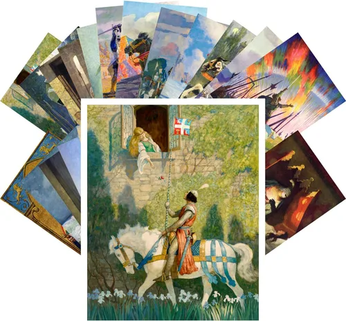 Vista 17 de Postales vintage 24 unids oriental y medieval cuentos caballero princesse Vintage libro ilustración