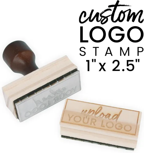 Vista 12 de ExcelMark Sello de logotipo personalizado, sello de goma de madera personalizado, carga tu propia imagen (1 x 1 pulgadas)