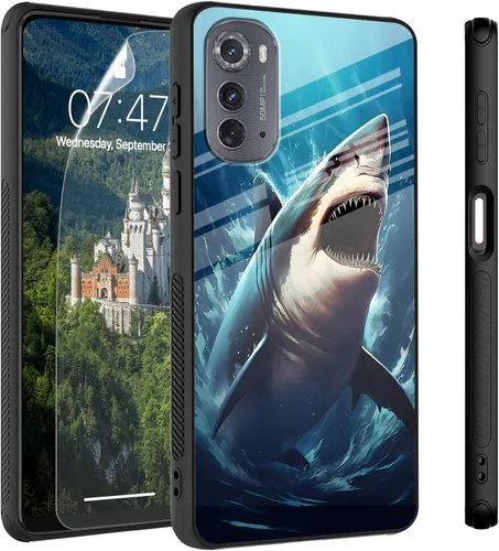 Vista 10 de Funda para Motorola Moto Edge 2022, cubierta trasera de vidrio templado con protector de pantalla, funda protectora a prueba de golpes para Motorola