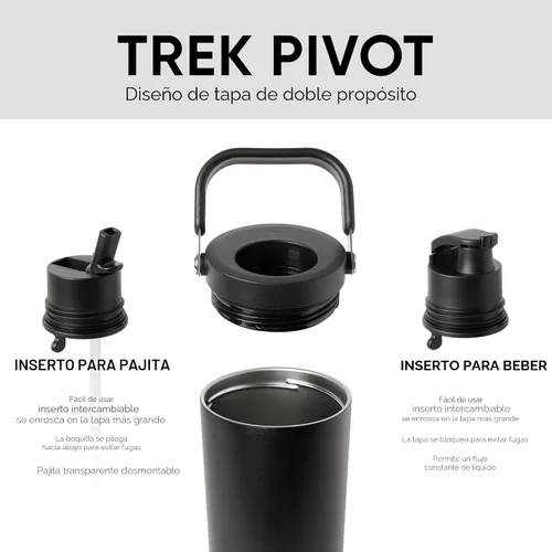 Vista 2 de Simple Modern Trek Pivot Vaso con pajita abatible de 30 oz con asa Botella de agua y protector Tapas intercambiables de pajita y para beber