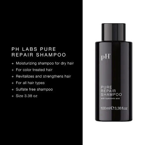 Vista 2 de pH PURE HAIR Champú hidratante reparador de 3.38 onzas – Champú hidratante para cabello seco, dañado y teñido – Fórmula revitalizante y nutritiva