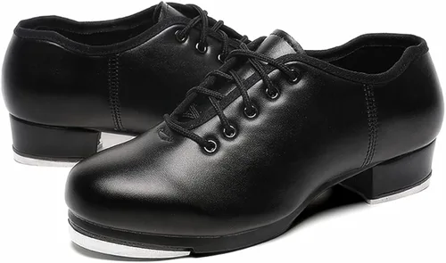 Vista 6 de Mens Lace Up Black Tap Shoes Leather Oxford Dance Shoe