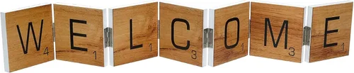 Vista 6 de EXCELLO GLOBAL PRODUCTS Letrero de acordeón con bisagras de madera - Inicio