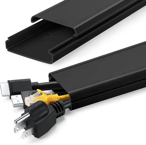 Vista 17 de ZhiYo Ocultador de cable de 85 pulgadas para un cable, cubiertas de cable autoadhesivas para cables en la pared, cubiertas de cable de TV pintables