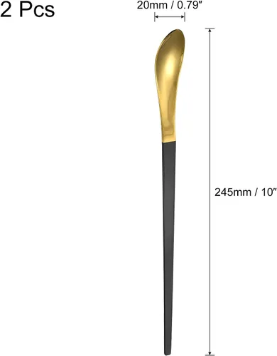 Vista 2 de uxcell Juego de 2 cucharas de mango largo, cuchara de helado de acero inoxidable de 10 pulgadas, cucharas de café para mezclar, bebidas, café