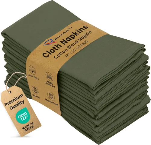 Vista 23 de Ruvanti - Juego de 4 servilletas de tela de 45x45 centímetros, lavables, suaves, duraderas, absorbentes, mezcla de algodón. Servilletas de mesa