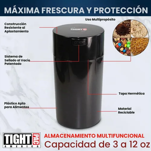Vista 4 de Tightpac America, Inc. Tightvac - Contenedor de almacenamiento sellado al vacío de 3 a 12 onzas Negro