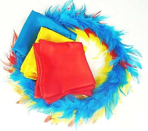 Vista 2 de SUMAG Juego completo con bufandas, accesorios mágicos, círculo de plumas que cambian de color, trucos de magia para magos, accesorios de primer