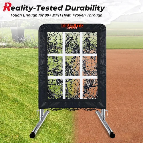 Vista 5 de Heavy-Duty 9 Hole Pro Style Baseball & Softball Pitching Net with Strike Zone Target Adjustable Portable Design