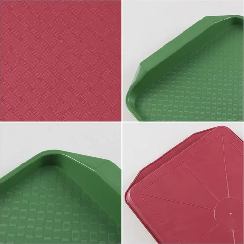 Vista 3 de Bandejas plásticas para servir comida rápida, 6 paquetes de bandejas coloreadas de la cafetería