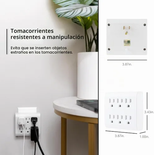 Vista 7 de GE 37155 Protector de sobretensiones extensor de 6 tomas, enchufes de seguridad resistentes a manipulaciones, tecnología de apagado automático, 440