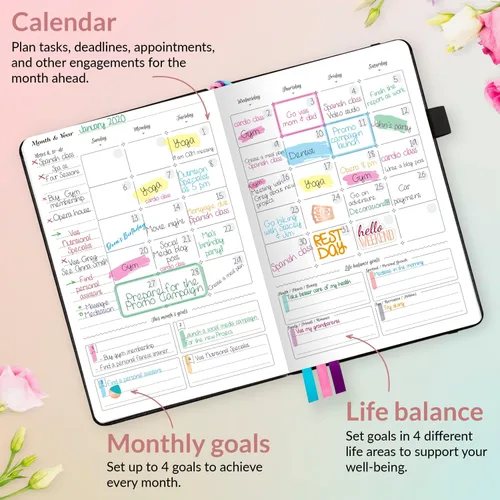 Vista 4 de GoGirl Agenda y organizador para mujer – Agenda semanal tamaño A5, diario de objetivos y agenda para mejorar la gestión del tiempo, la productividad