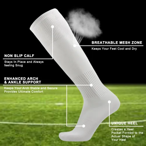 Vista 4 de Three street Calcetines de béisbol, unisex hasta la rodilla sólida tubo deportivo de compresión softball fútbol fútbol equipo calcetines 2-10 pares