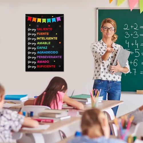 Vista 6 de Jinniee Yo Soy Valiente Fuerte Amado - Póster inclusivo en español, afirmaciones positivas para niños, autoestima, escuela en casa, decoración
