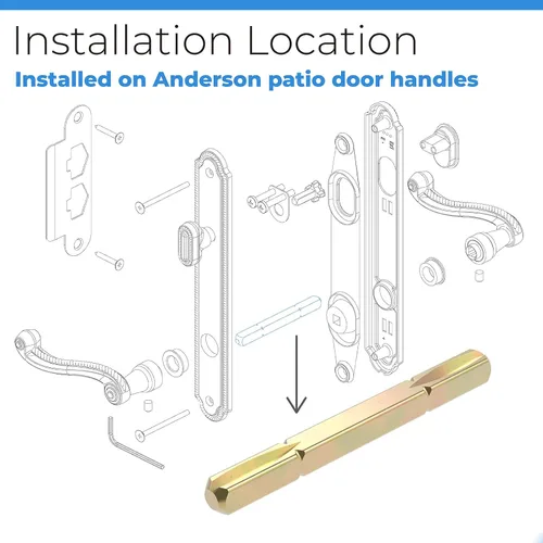Vista 5 de 3-3/4 "Eje de manija de puerta para puerta de patio Andersen Frenchwood Storm 2579830 Replacement 3-3/4" Handle Spindle, for Andersen Frenchwood