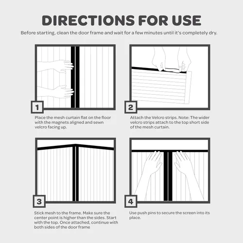 Vista 8 de Puerta mosquitera magnética manos libres, resistente, protector de malla de puerta de mosquitero autosellado, apto para mascotas y niños, hebilla