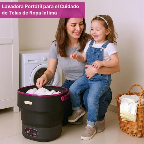 Vista 6 de Mini lavadora y secadora portátil, mini lavadora de 13 l, lavadora portátil totalmente automática, 3 modos de limpieza, lavadora plegable